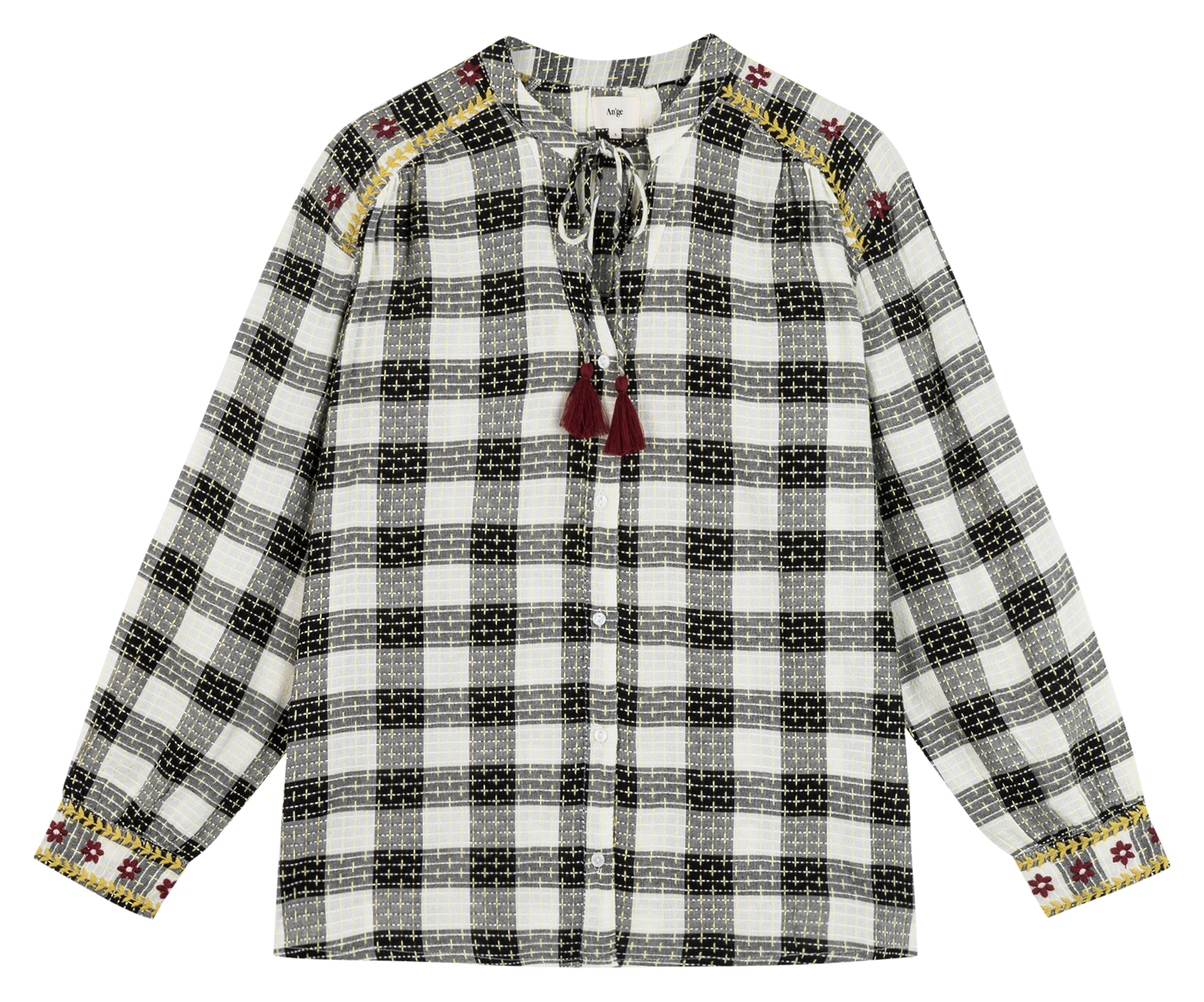 SOLANE - Blouse ample à carreaux | Noir