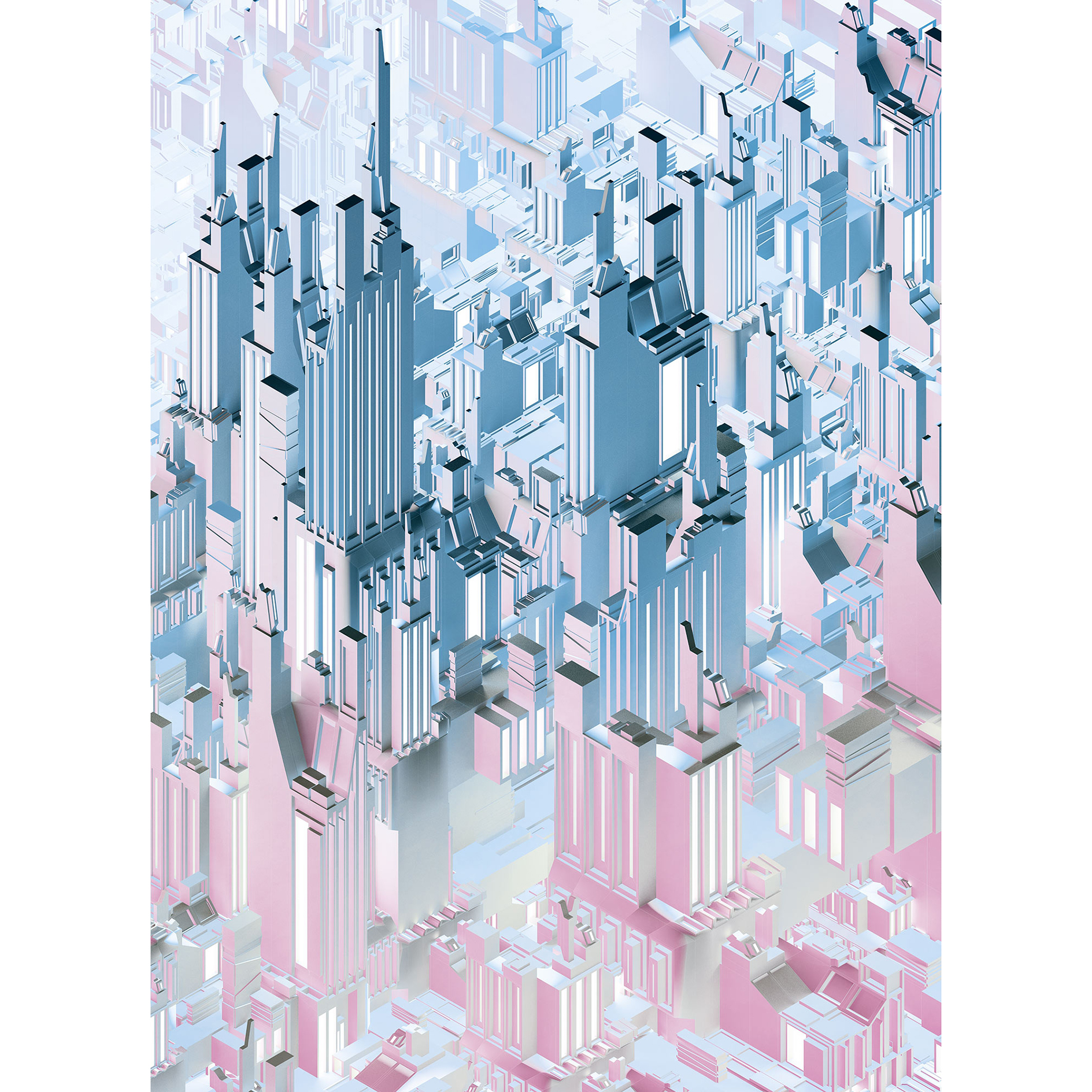 Papier-Fototapete DUPLEX - blau-rosa - 184x254 cm