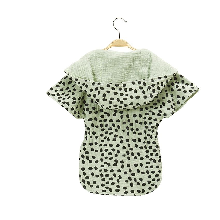 Peignoir de bain à capuche imprimé en gaze de coton - Vert