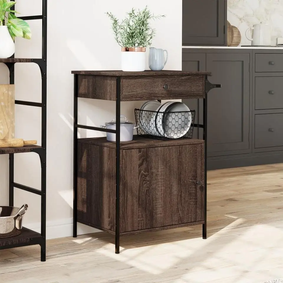 vidaXL - Keukentrolley - Bruin - Bewerkt hout