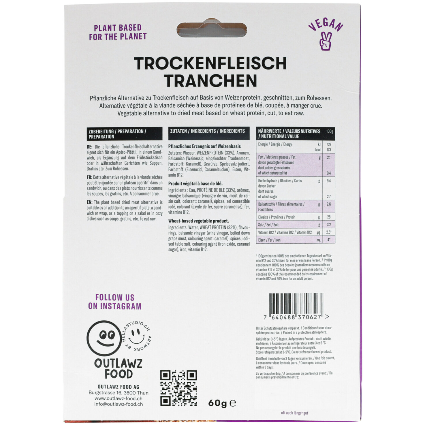 Outlawz Food vegane Alternative zu Trockenfleisch -