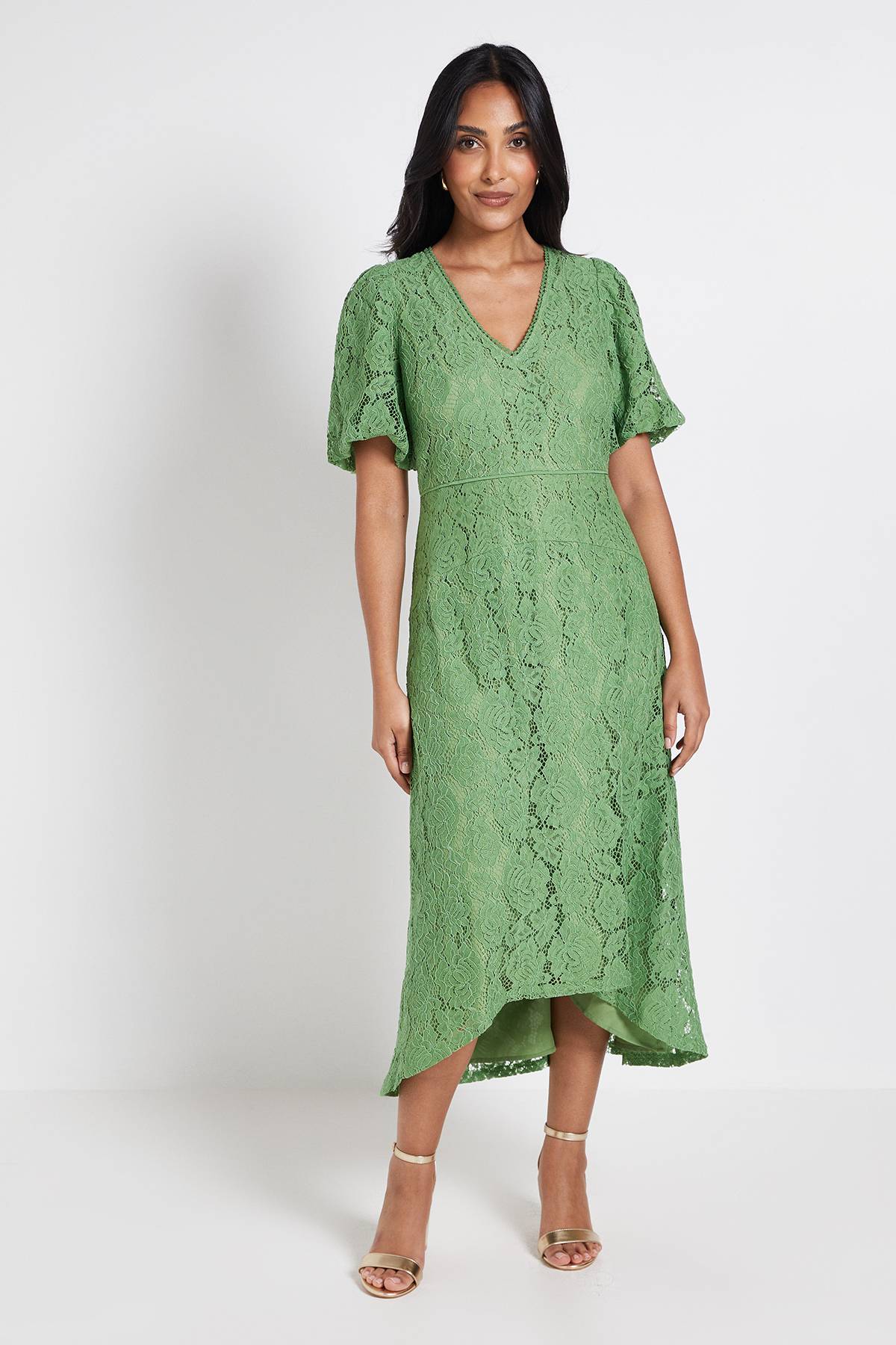 Wallis Robe Midi Petite En Dentelle Avec Ourlet Asymétrique