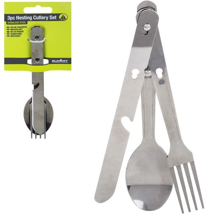 TASCHENBESTECK 3 in 1 Edelstahl, superlight