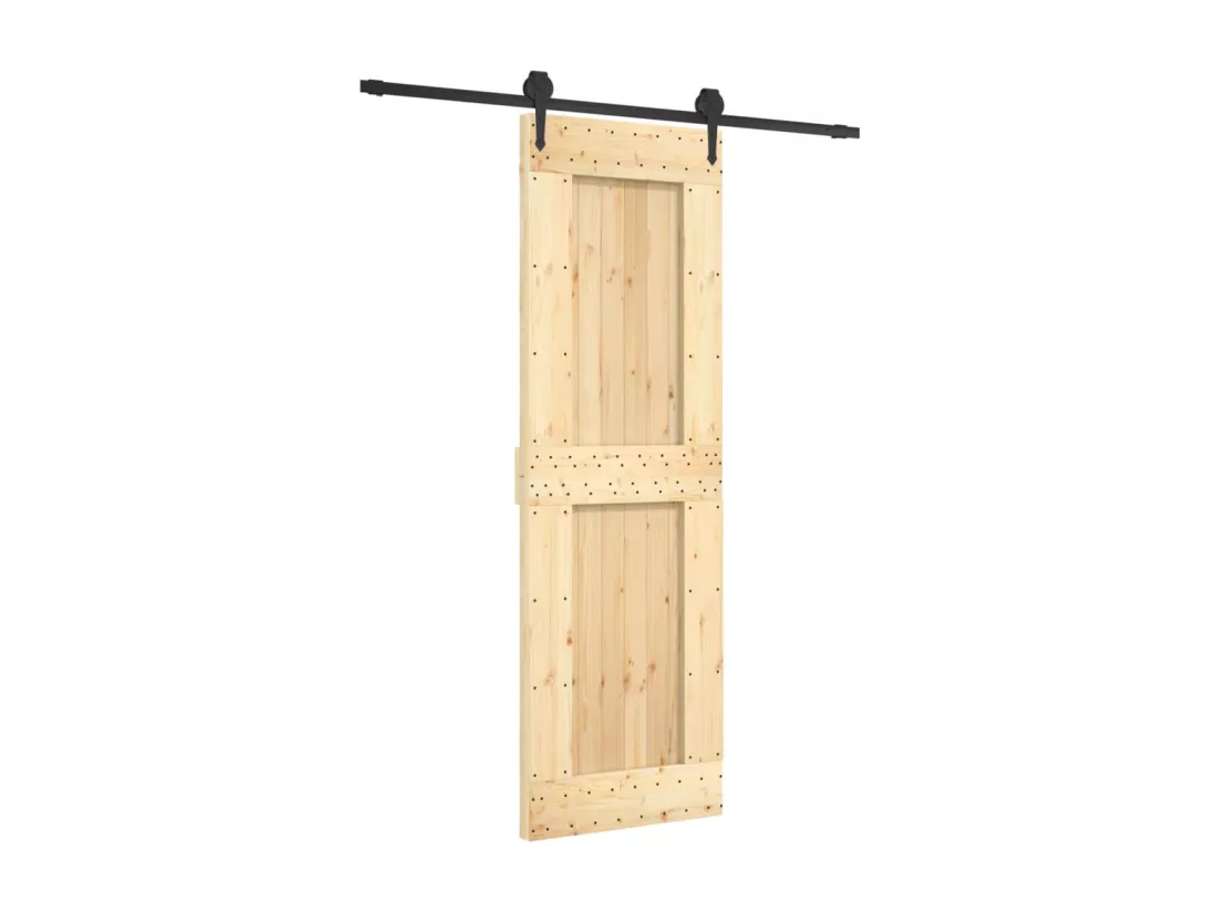 Porte coulissante et kit de quincaillerie 70x210 cm pin massif