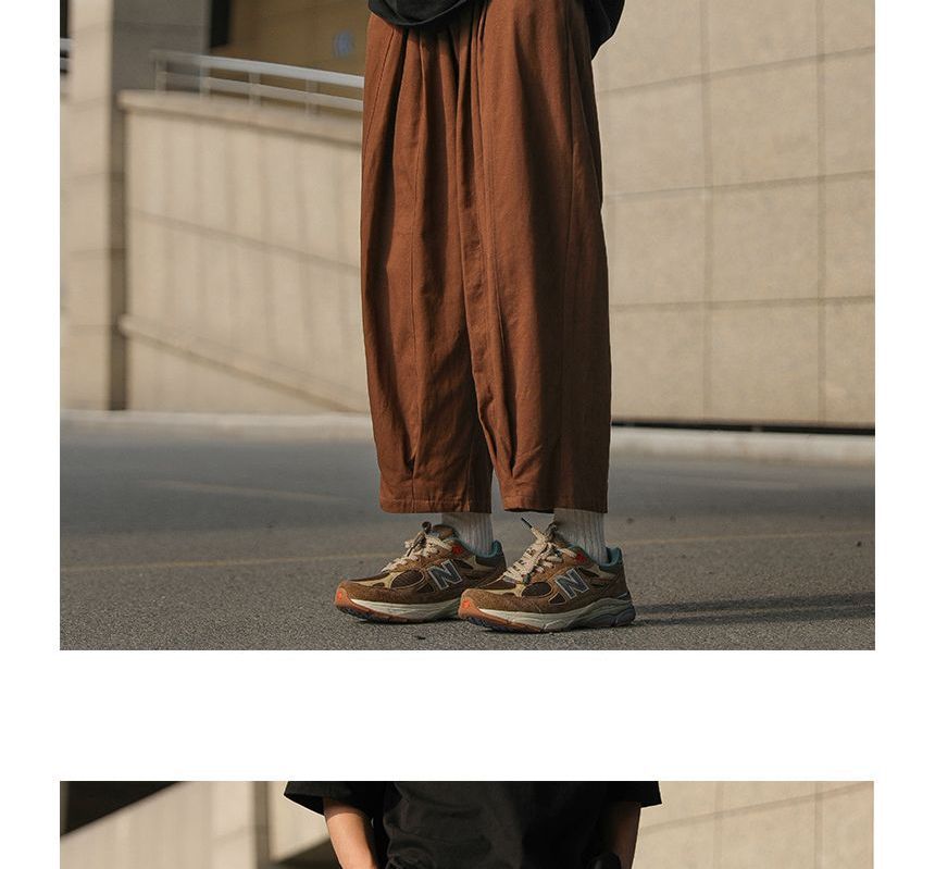 POSI - Effen cropped losse broek met trekkoord in de taille