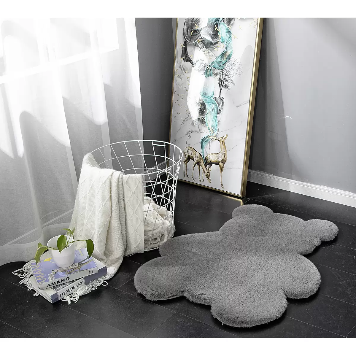 Kinderteppich getuftet Bunny Shape Grau