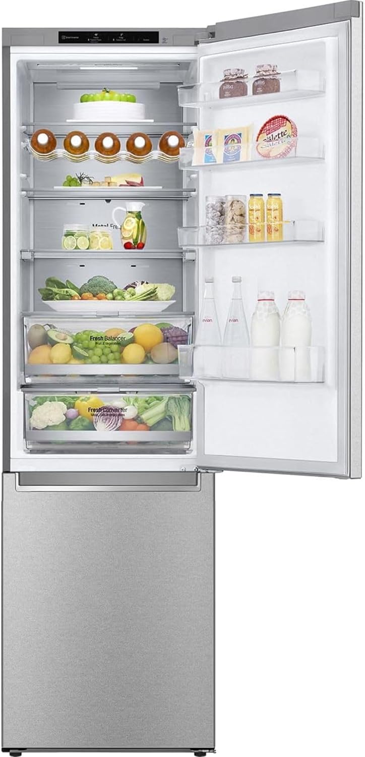 LG GBB92MBB3P, Klasse A-20%, 381 L, Kühl-/ Gefrierkombination mit Innendisplay, Frische Features, DoorCooling+, Variables Ablagefach für XXL-Stauraum, 59,5 x 67,5 x 203 cm ꟷ Metal Sorbet