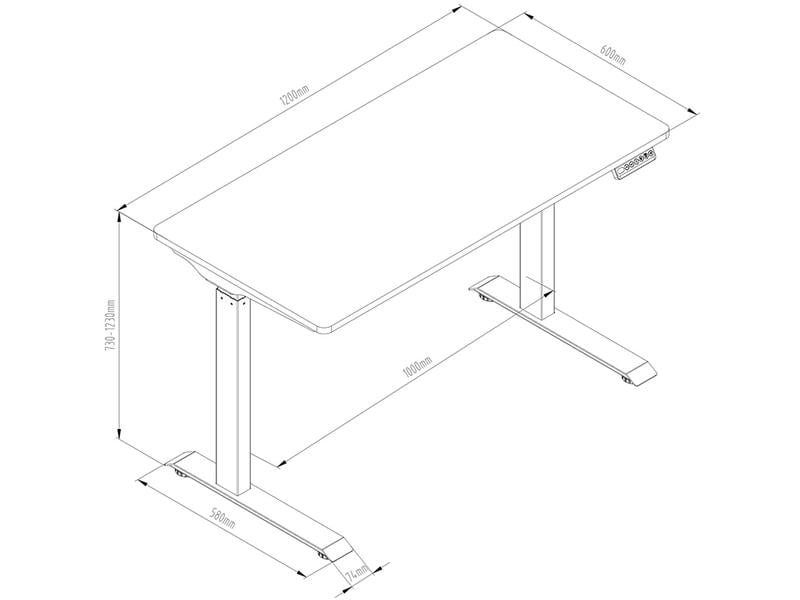 Contini Stehtisch 120 x 60 cm, mit Tischplatte, Weiss Höhenverstellbarer Bürotisch
