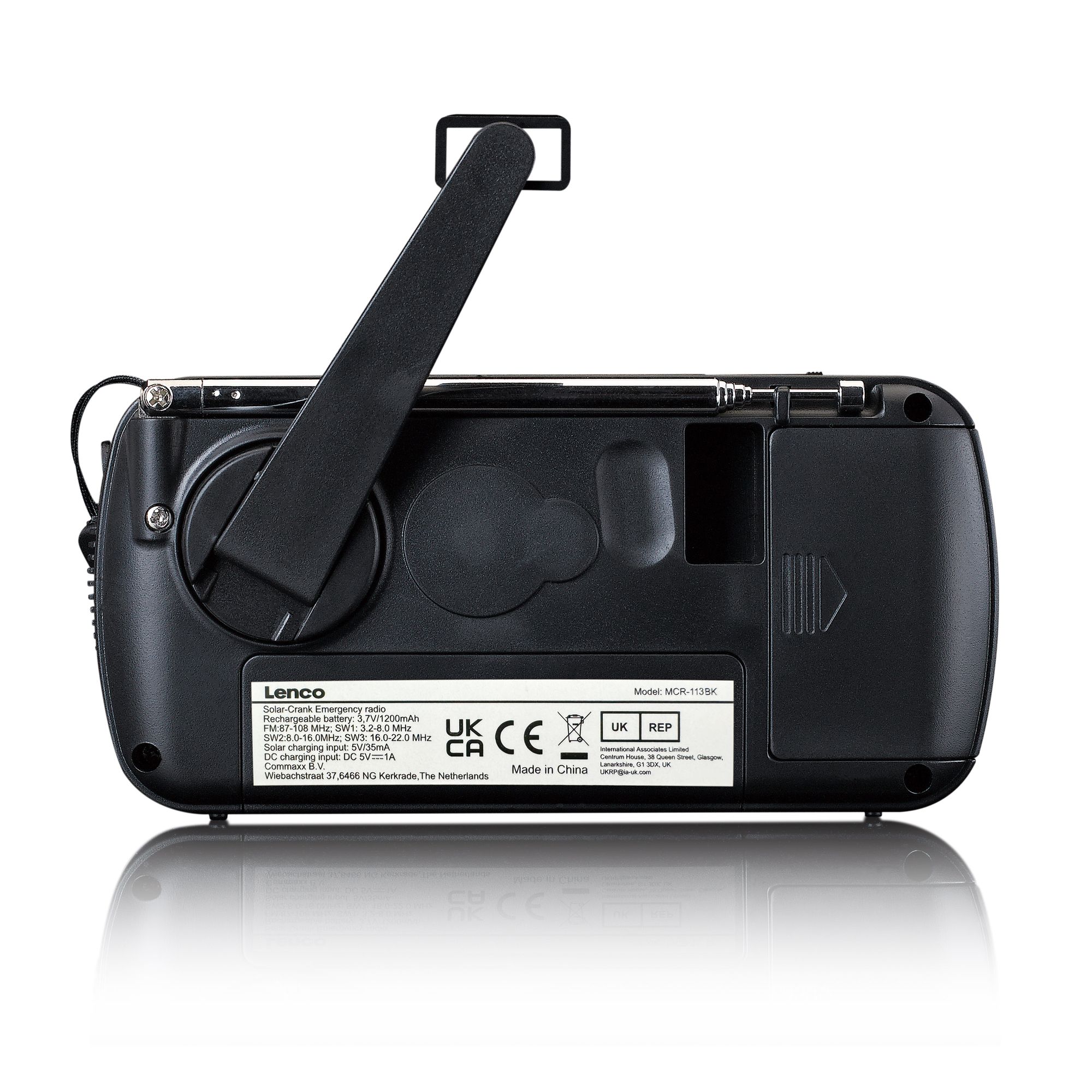 Lenco MCR-113BK Draagbare opwindbare noodradio