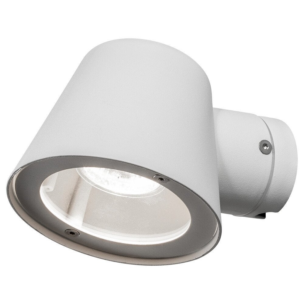 Tijdloze wandlamp Trieste van wit aluminium en helder acrylglas, GU10-fitting