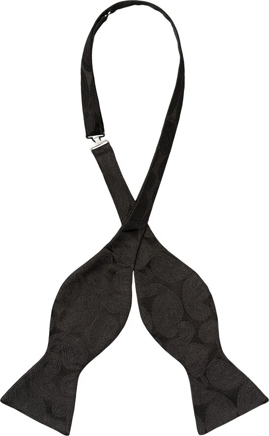ETON Black Solid Silk Bow Tie - Self Tied Sort