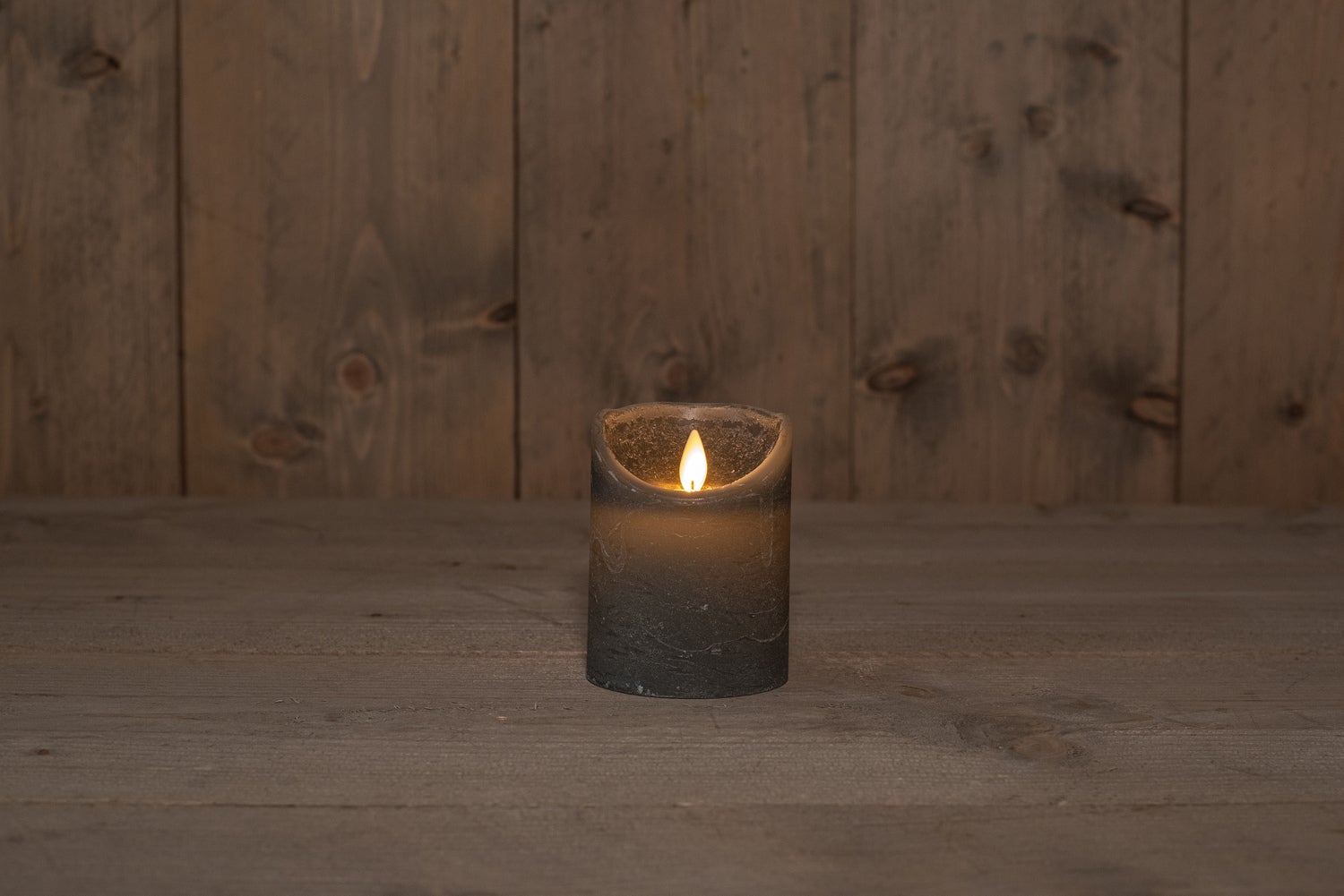 Anna's Collection LED stompkaars met timer grijs D 7,5 H 10 cm