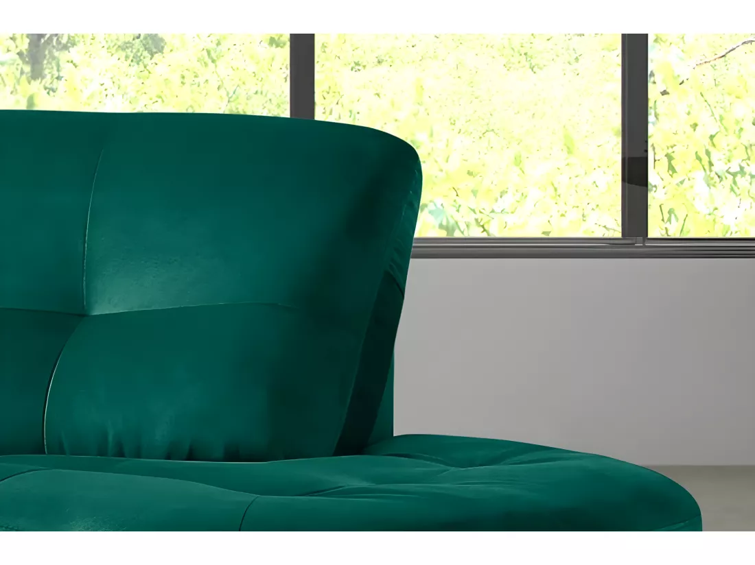 Canapé en tissu luxe 5/6 places BRENNER vert foncé, côté accoudoir gauche