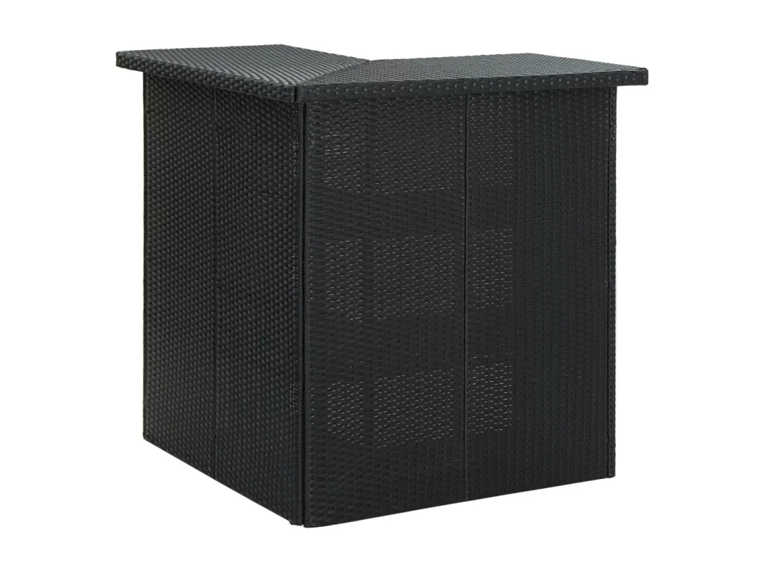 Table d'angle de bar Noir 100x50x105 cm Résine tressée