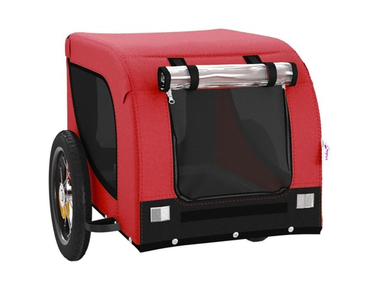 VIDAXL - Remorque de vélo pour chien rouge et noir tissu oxford et fe...