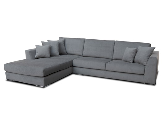 CITY - Canapé tissu Monaco méridienne gauche tissu gris moyen