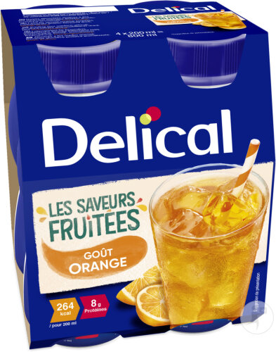 Delical Les Saveurs Fruitées Goût Orange Boisson 4x200ml