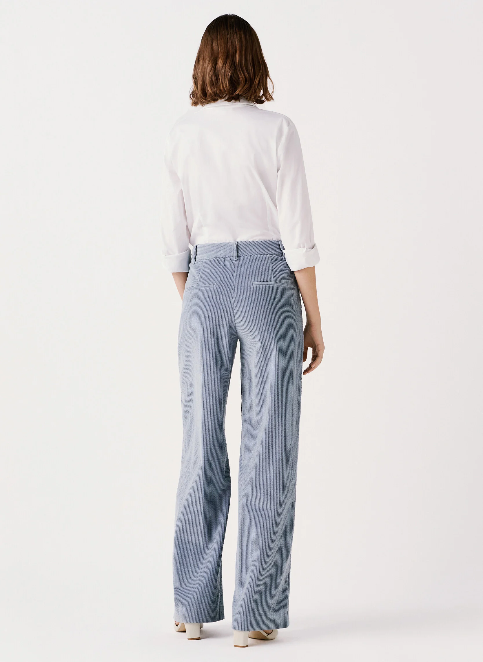 PELUCHE - Pantalon large en velours côtelé | Bleu