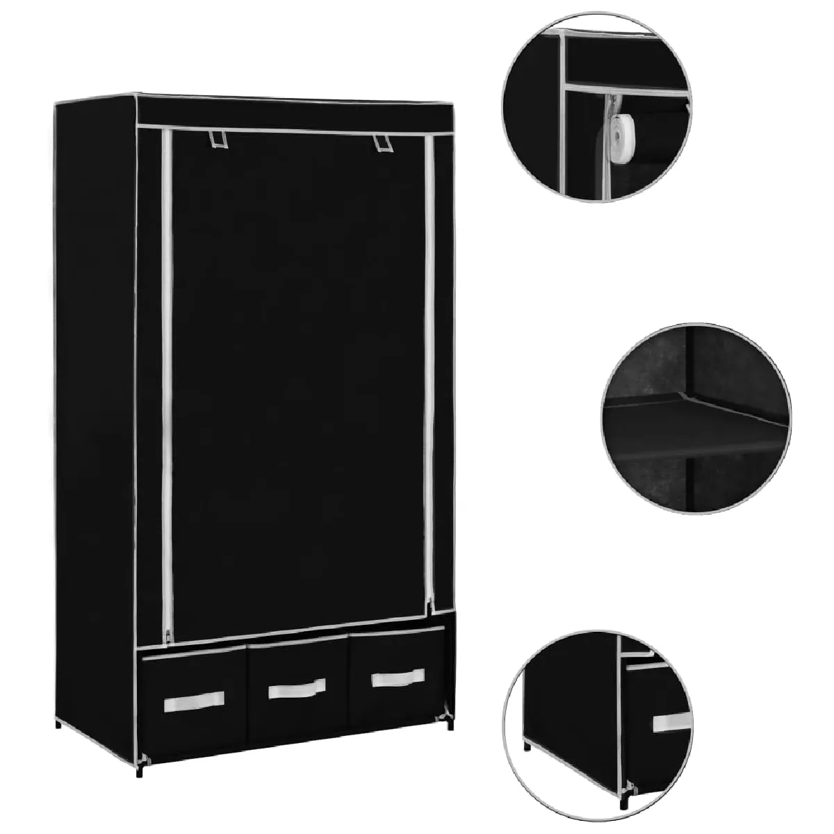 vidaXL Garde-robe Tissu - Noir