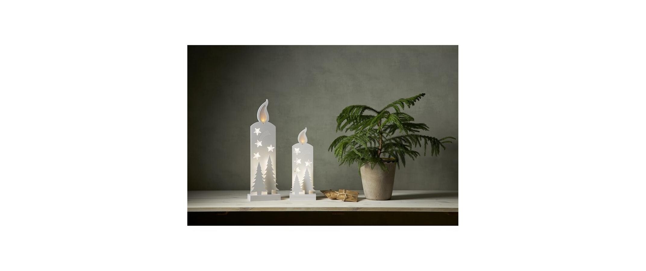 Tischdeko Grandy 12 LED, 36 cm, indoorKerze mit Sternen und Tannen