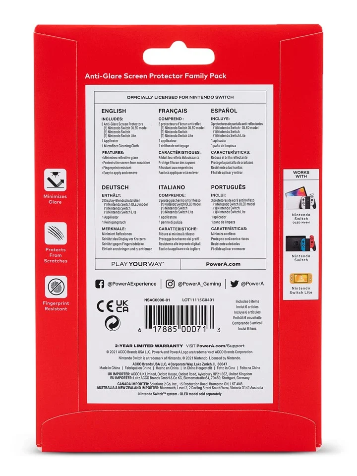 Anti-Glare Screen Protection Kit /Nintendo Switch