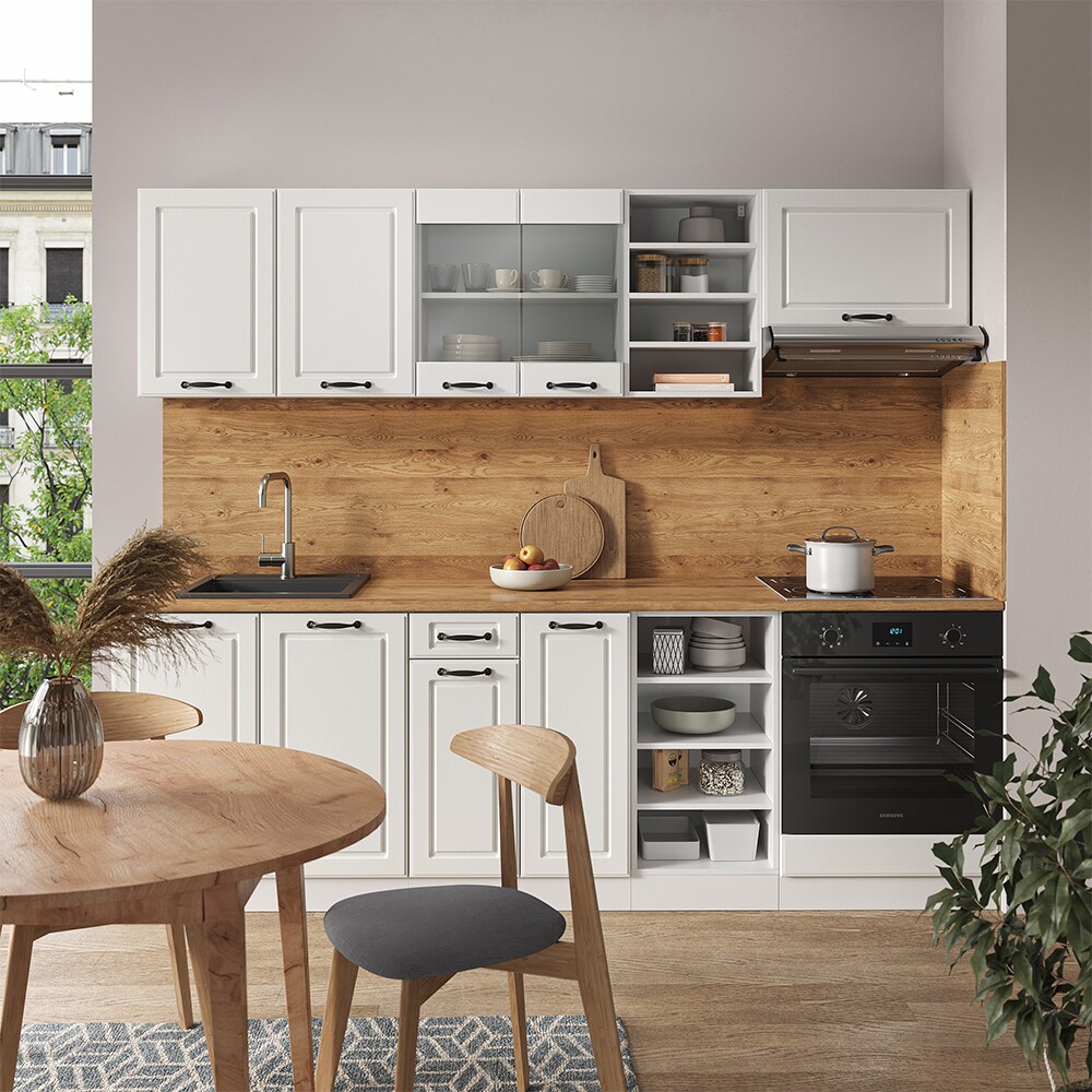 Vicco Küchenzeile Küchenblock Einbauküche R-Line 240 cm Landhaus Weiß Küche
