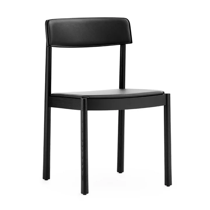 Normann Copenhagen - Timb Stuhl gepolstert, Esche schwarz / Leder schwarz
