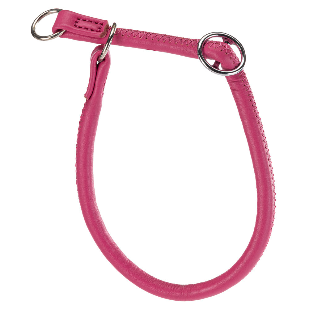 Collier semi-étranglé pour chiens vogue cs10/50, cuir véritable, ajustable, rose
