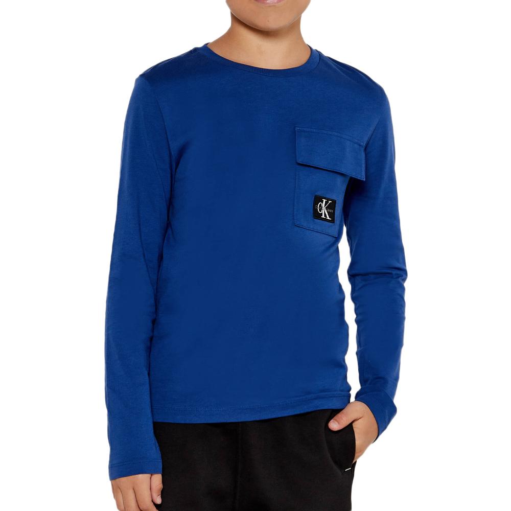 Calvin Klein Jeans T-shirt Manches Longues Bleu Garçon Calvin Klein Jeans Badge