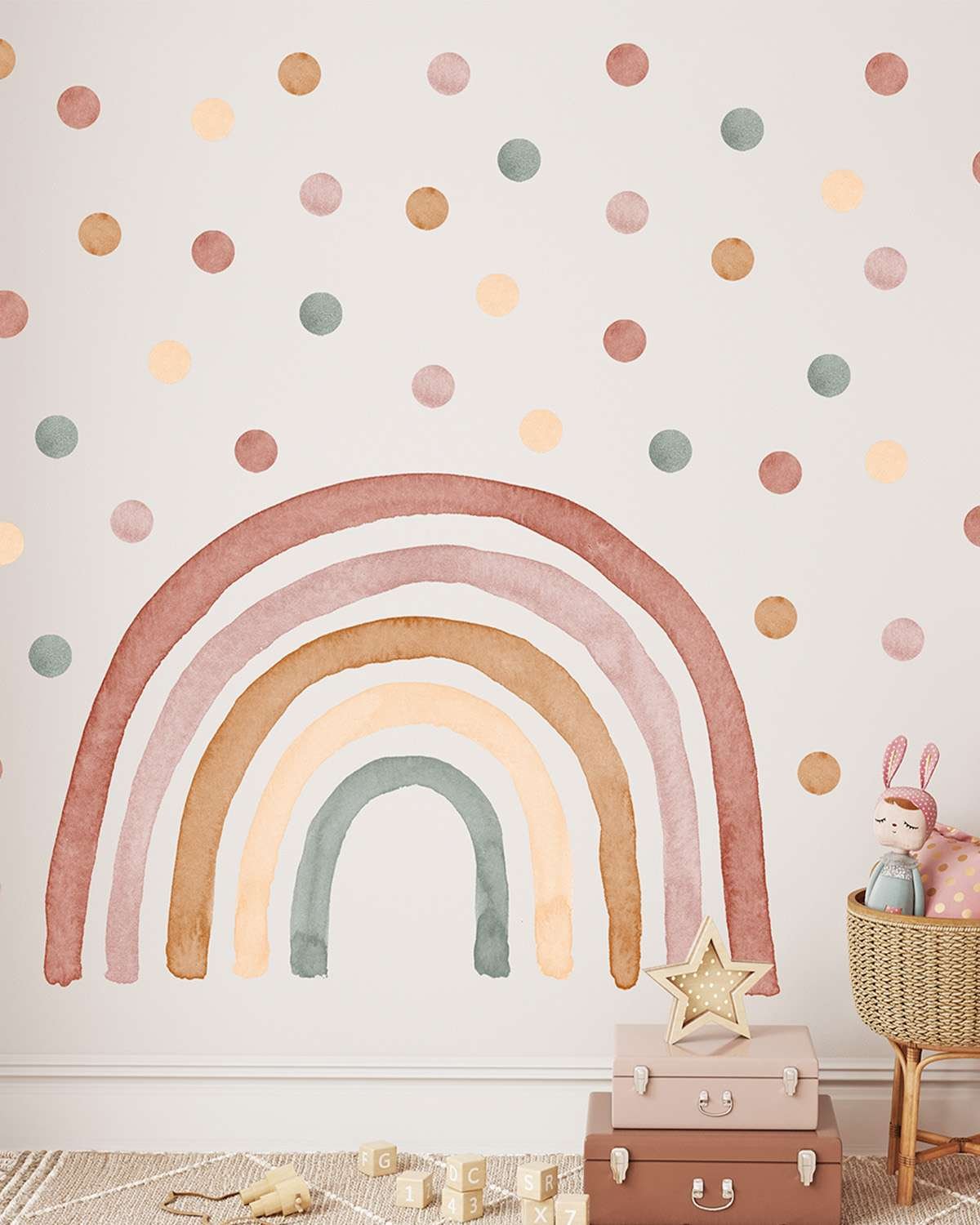 Wallstickers Regnbue & Dots – ØKO Veggklistremerker Barnerom