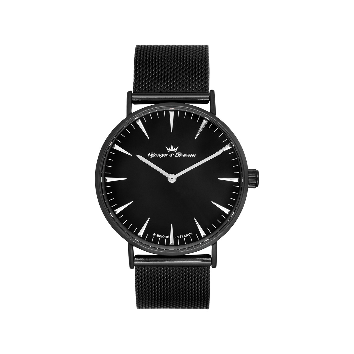 Montre Yonger et Bresson homme acier noir milanais