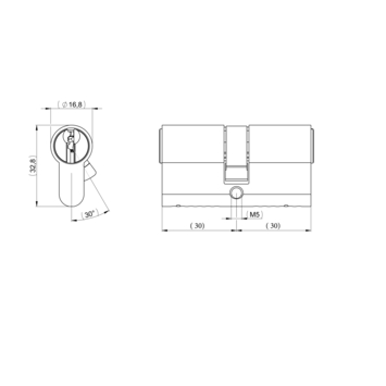 Nemef profielcilinder messing met technisch patent voor originele sleutels - voor deuren van 38-42 mm