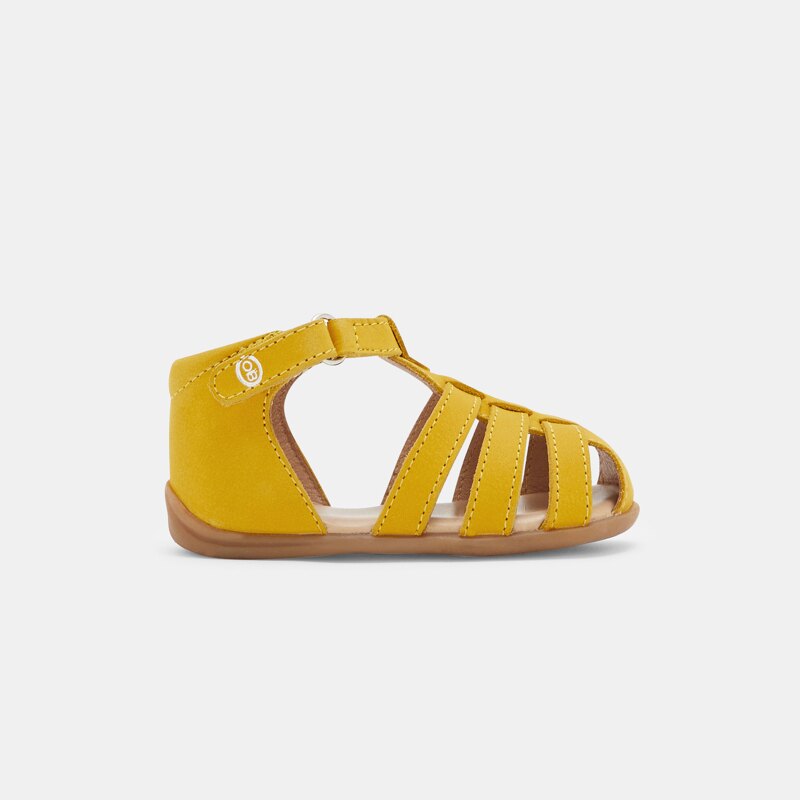 Sandales premiers pas tout cuir jaunes bébé garçon Jaune