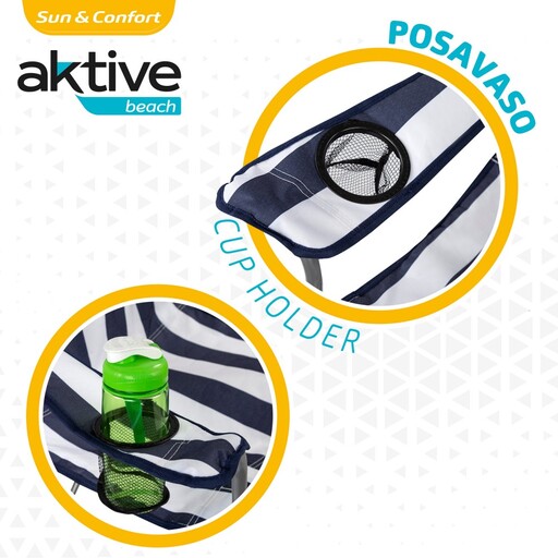 Cadeira de camping dobrável Aktive com porta-copos