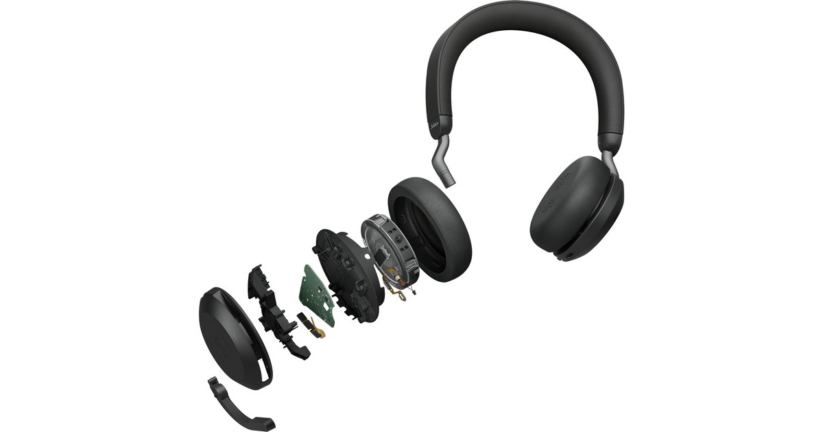 JabraEvolve2 75 on-ear headset  (Zwart, Link380a, Microsoft Teams)