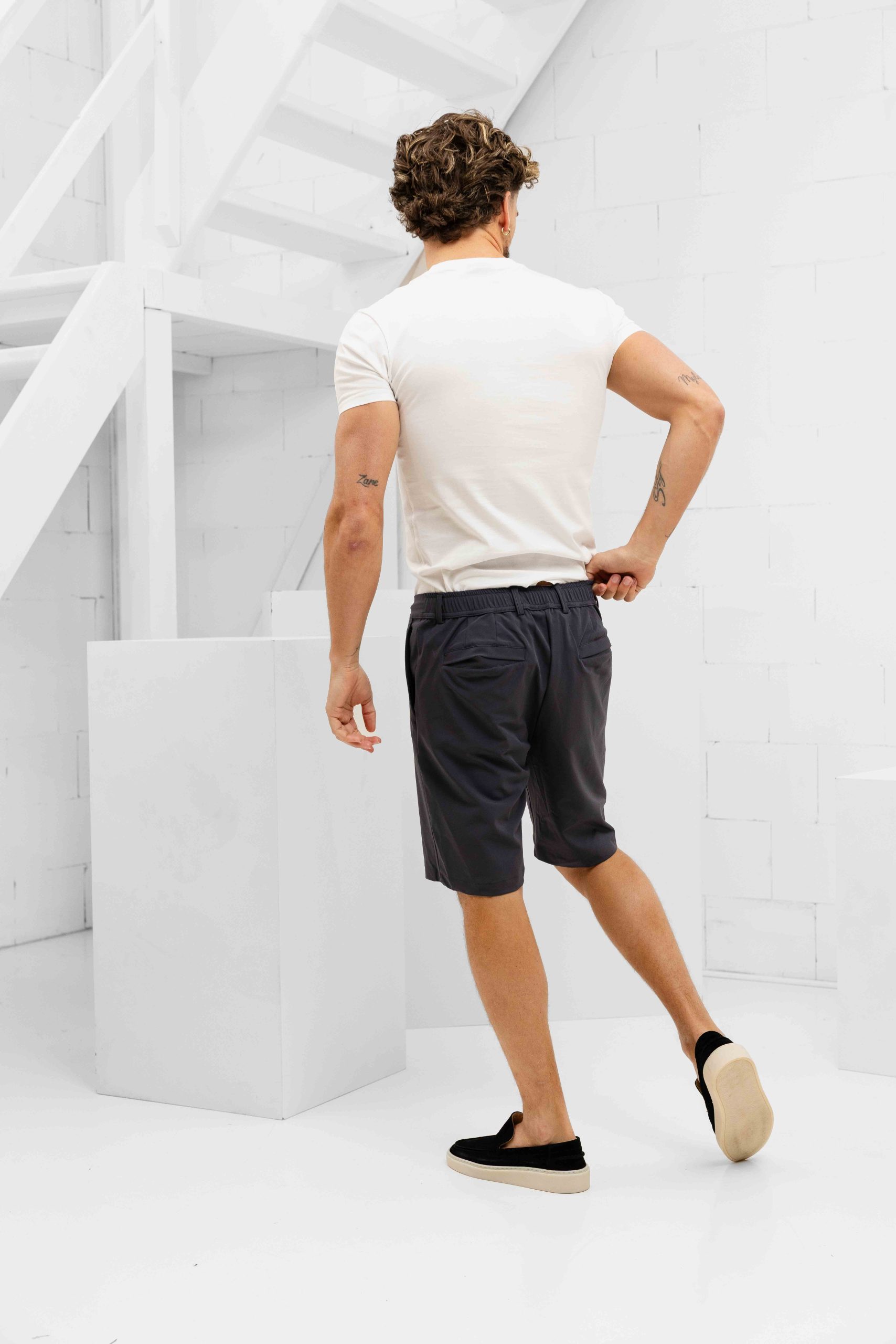 Malelions Casual Chino Korte Broek Heren Donkergrijs