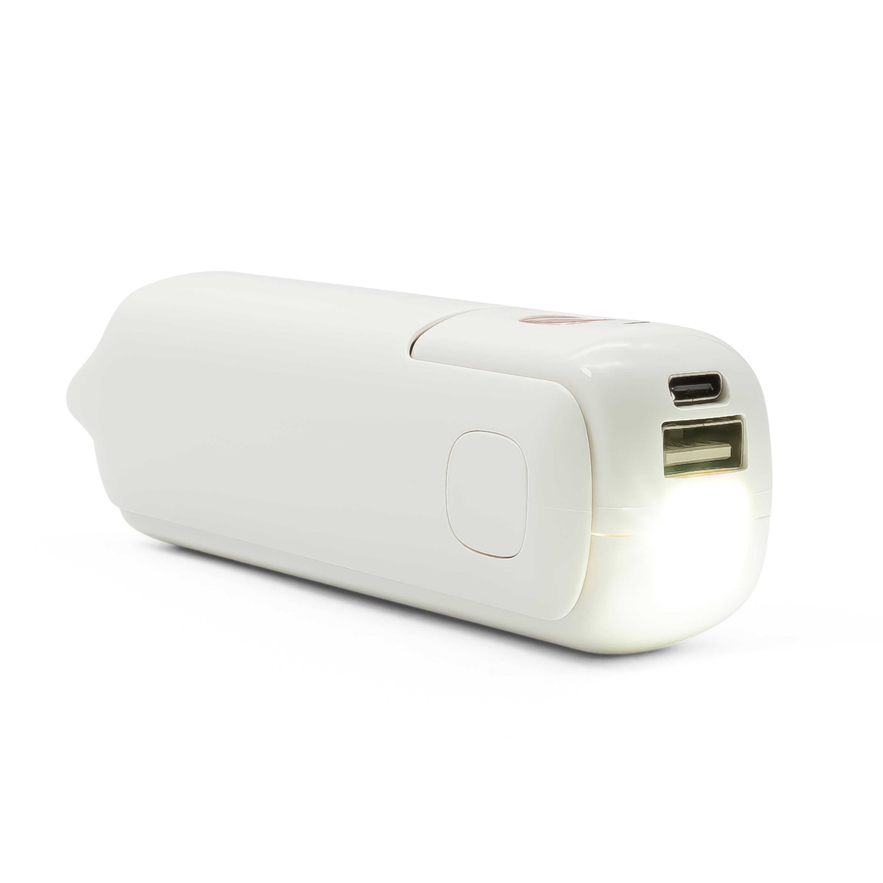 (5V/1A) 3in1 2000mAh USB Powerbank Ladegerät mit Ventilator und LED Taschenlampe   Trageschlaufe - Weiss