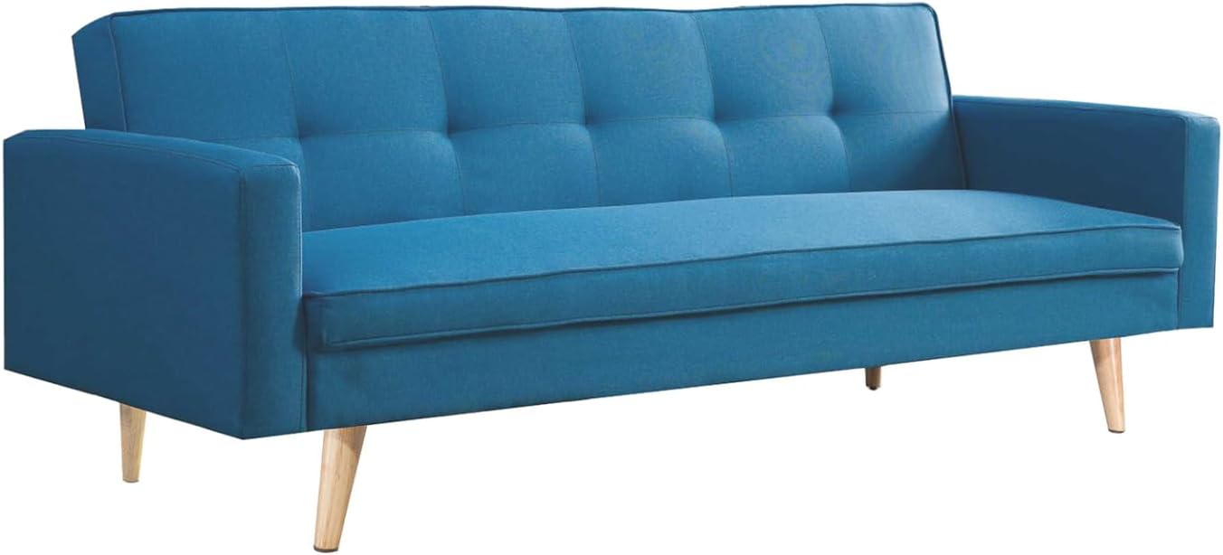 IDMarket - Canapé Droit scandinave 3 Places Convertible Lars en Tissu Bleu Canard TY3686073