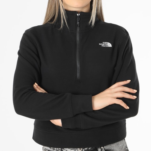 Veste Polaire Col Zippé Femme Crop Glacier Noir