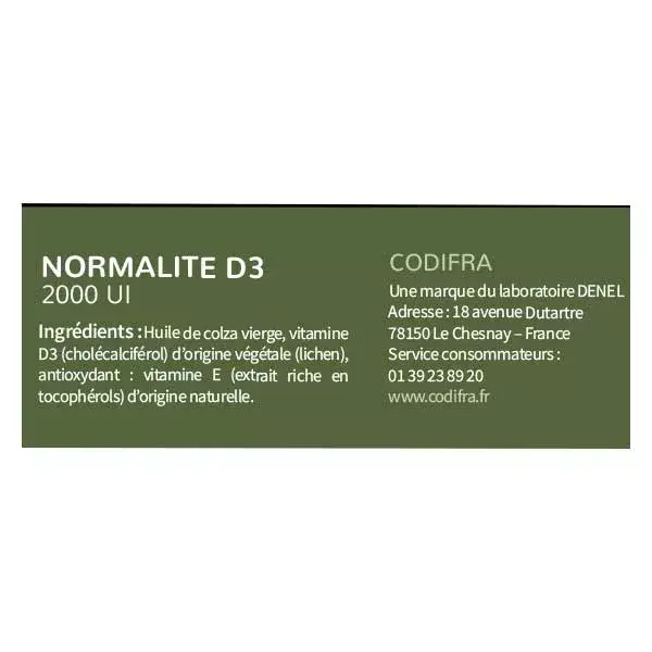 Codifra Normalite D3 Immunité et Protection osseuse 2000 UI 15ml