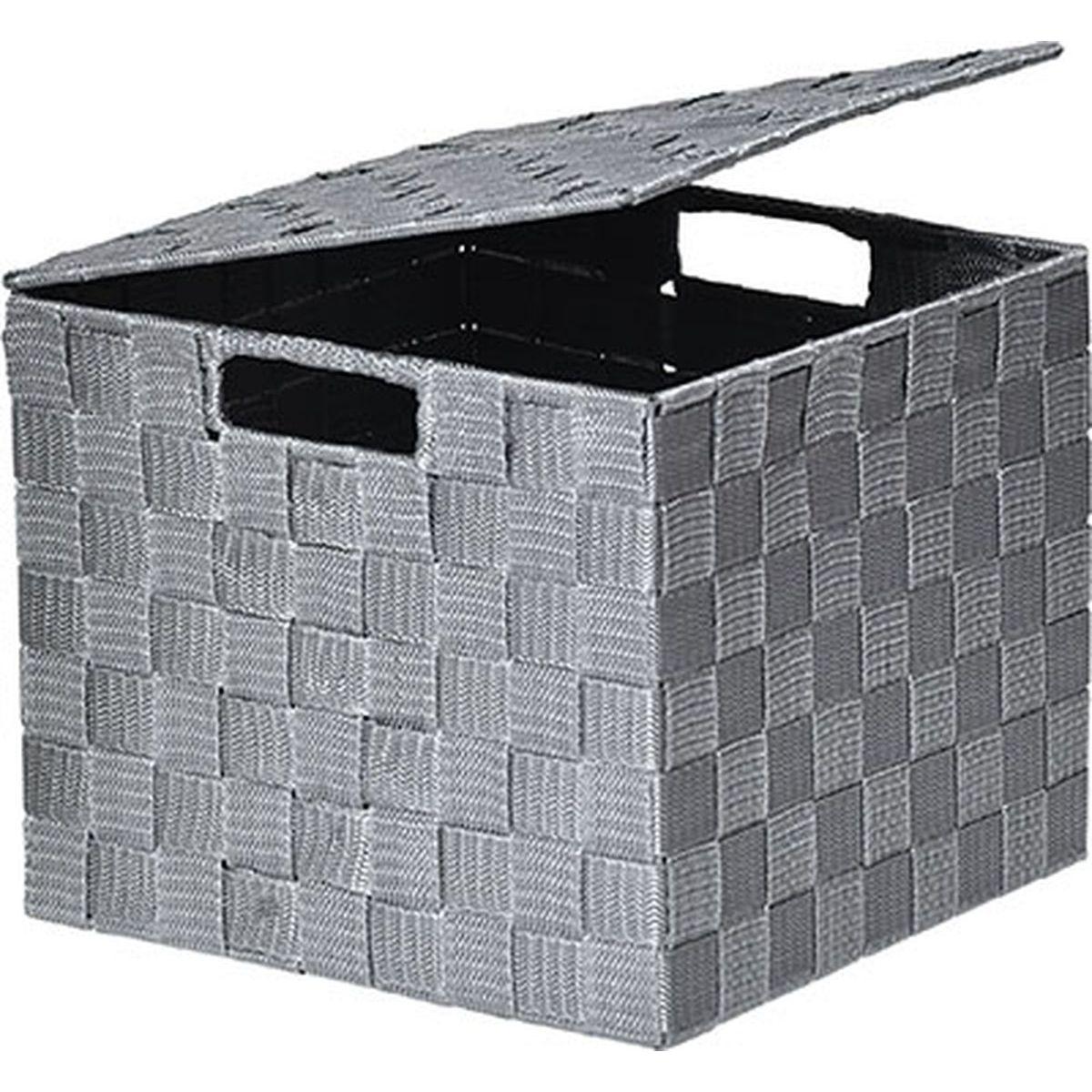 PANIER CARRE POLYESTER AVEC COUVERCLE GRIS TAILLE M
