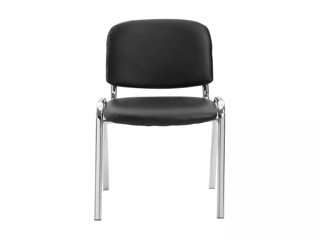 Chaise de salle à manger - Similicuir & Métal chromé - Noir - Ken