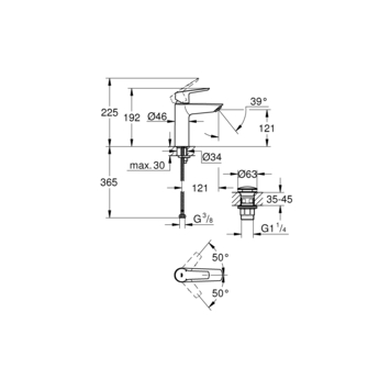 Grohe wastafelkraan Start M-size QuickFix mat zwart