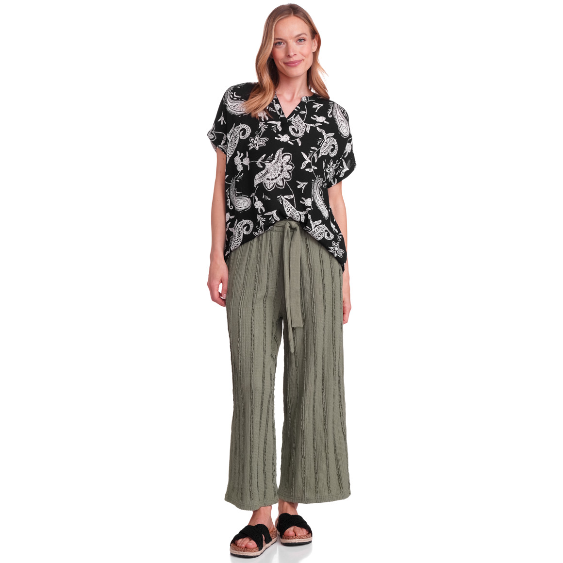 Gina Benotti Damen Bluse aus Viskose schwarz / weiss