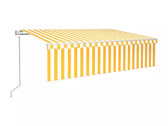Auvent automatique capteur de vent LED 6x3 m Jaune et blanc