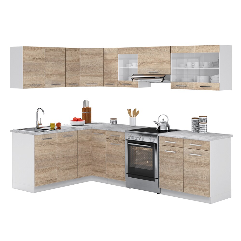VICCO KÜCHENZEILE L 270CM KÜCHENBLOCK WINKEL ECK EINBAU SONOMA EICHE R-LINE