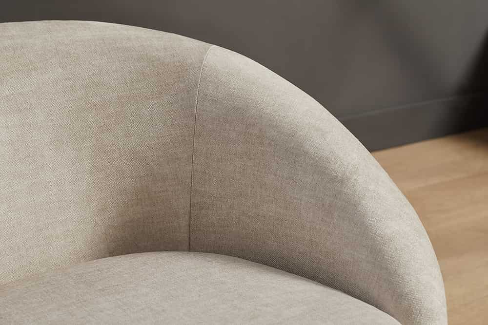 Drehbarer Design Sessel ALPINE beige Samt 360° mit Armlehnen