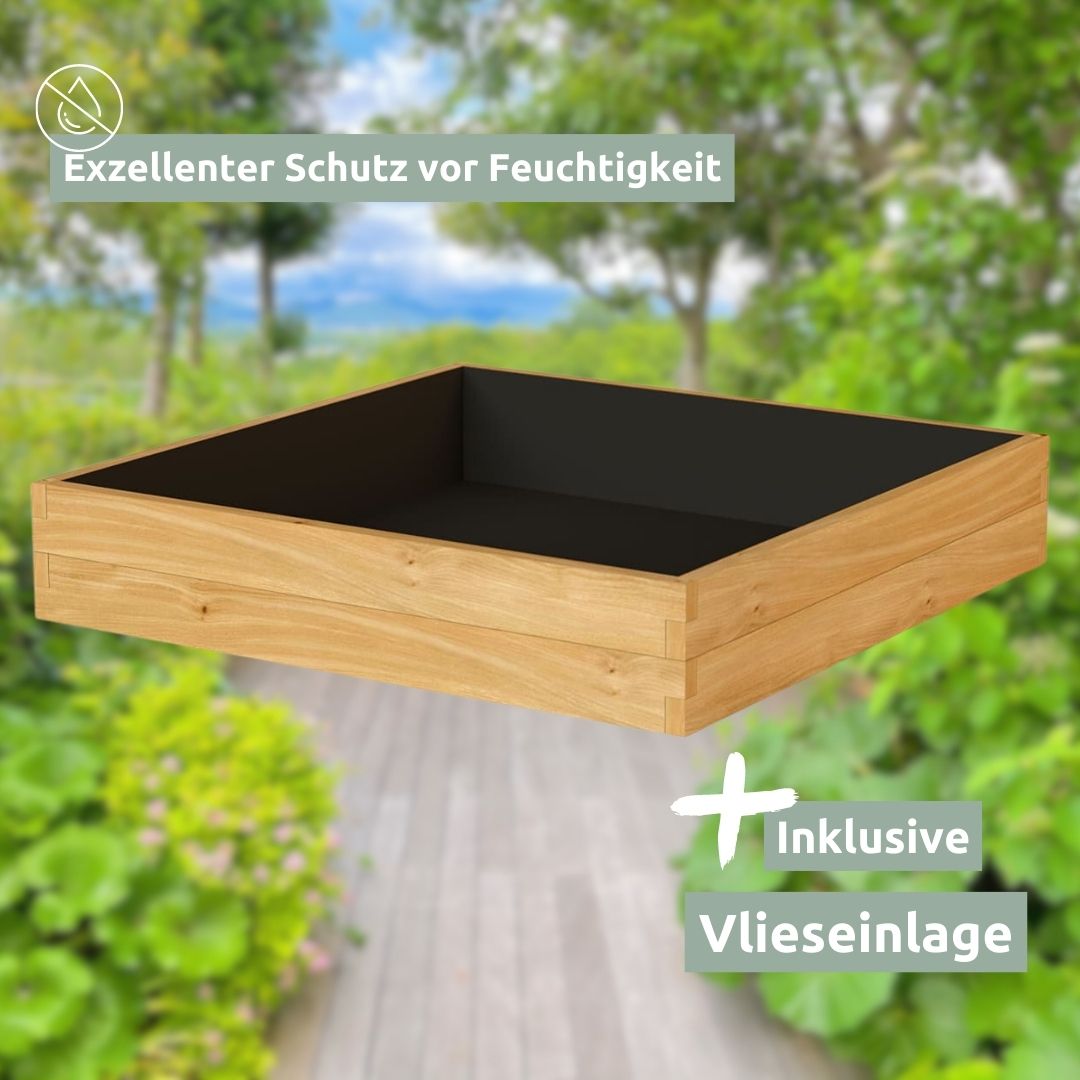 holz4home verhoogd tuinbed van hout met fleecevoering en metalen pinnen