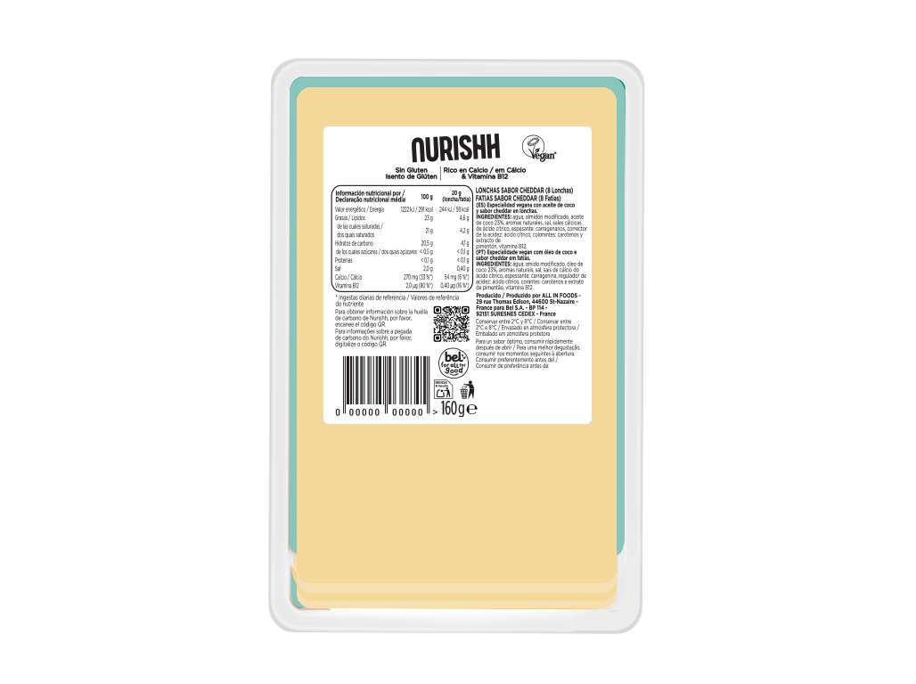 PREPARADO VEGAN NURISHH FATIAS CHEDDAR 160G