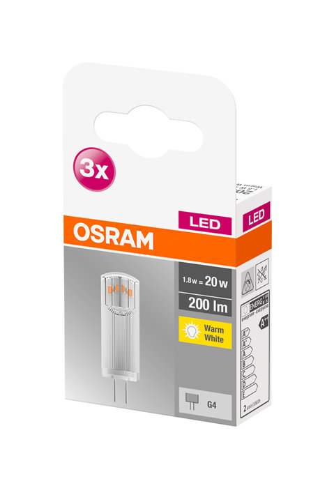 Osram LED 12 V stiftpære G4 1,8 W - 3-pk.